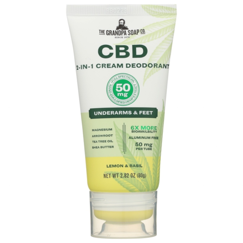 Discontinued NEW Grandpa Soap Co 2 in 1 Cream Deodorant Lemon & Basil, 2.82 oz